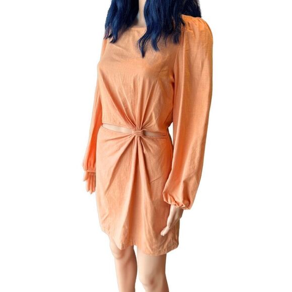 NEW And Now This Orange Twist Cutout Cotton Mini Dress Size Small Summer - Picture 3 of 7